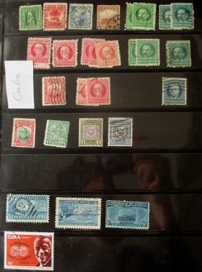 alte Briefmarkensammlung Kuba Cuba ab etwa 1900 mit 34 Briefmarken