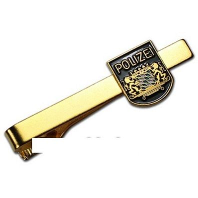 5x Krawattenklammer 57x6mm "Polizei" Bayern vergoldet