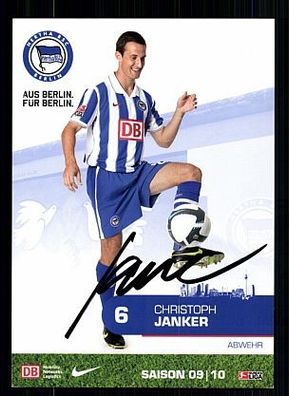 Christoph Janker Hertha BSC Berlin 2009-10 Autogrammkarte + A 57276