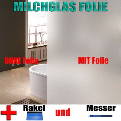Milchglasfolie Set - Sichtschutzfolie Fensterfolie -Folien + Rakel + Messer-13EUR/ m²
