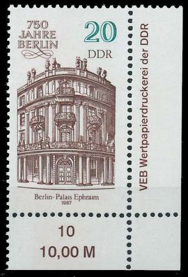 DDR 1987 Nr 3071 postfrisch ECKE-URE X0D2AFE