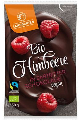 50g Bio Himbeere in Zartbitter-Schokolade, Snack, vegan, glutenfrei Landgarten