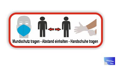 Mundmaske tragen Abstand halten Handschuh tragen Aufkleber Abziehbild (R50/4)