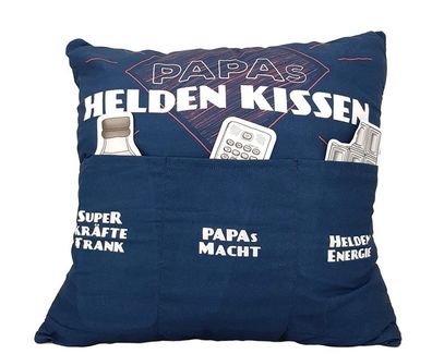 Hergo Sofahelden Kissen mit Taschen 43x43cm - Papas Heldenkissen 8843