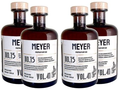 Meyer s Premium Dry Gin No13 - 4er Set Der Meyer Gin 0,5L (41% Vol)- [Enthält S