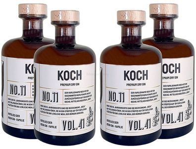 Koch s Premium Dry Gin No11 - 4er Set Der Koch Gin 0,5L (41% Vol)- [Enthält Sul