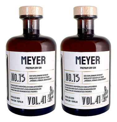 Meyer s Premium Dry Gin No13 - 2er Set Der Meyer Gin 0,5L (41% Vol)- [Enthält S