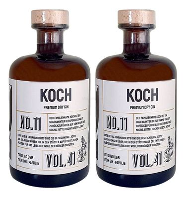 Koch s Premium Dry Gin No11 - 2er Set Der Koch Gin 0,5L (41% Vol)- [Enthält Sul