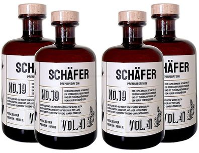 Schäfer s Premium Dry Gin No19 - 4er Set Der Schäfer Gin 0,5L (41% Vol)- [Enthä