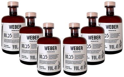 Weber s Premium Dry Gin No25 - 6er Set Der Weber Gin 0,5L (41% Vol)- [Enthält S