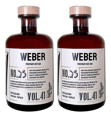 Weber s Premium Dry Gin No25 - 2er Set Der Weber Gin 0,5L (41% Vol)- [Enthält S