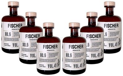 Fischer s Premium Dry Gin No6 - 6er Set Der Fischer Gin 0,5L (41% Vol)- [Enthäl