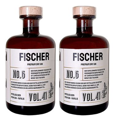 Fischer s Premium Dry Gin No6 - 2er Set Der Fischer Gin 0,5L (41% Vol)- [Enthäl