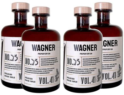 Wagner s Premium Dry Gin No25 - 4er Set Der Wagner Gin 0,5L (41% Vol)- [Enthält