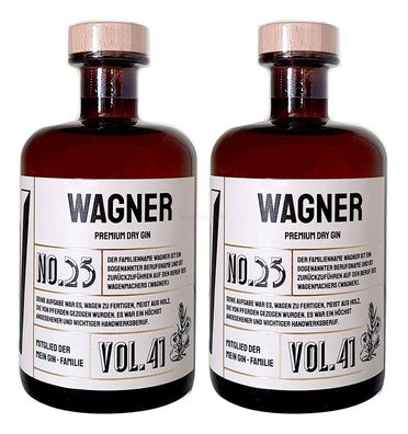 Wagner s Premium Dry Gin No25 - 2er Set Der Wagner Gin 0,5L (41% Vol)- [Enthält