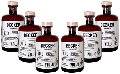 Becker s Premium Dry Gin No2 - 6er Set Der Becker Gin 0,5L (41% Vol)- [Enthält