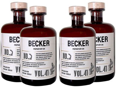 Becker s Premium Dry Gin No2 - 4er Set Der Becker Gin 0,5L (41% Vol)- [Enthält