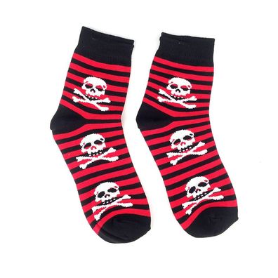 Gestreifte Jolly Roger Totenkopf Socken one size