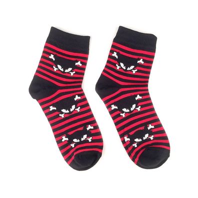 Totenkopf Katzen Socken Schwarz Rot one size