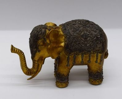 Dekofigur Elefant 16 * 11 * 7 cm gold Märchen Tierfigur Dekoration Deko goldfarben