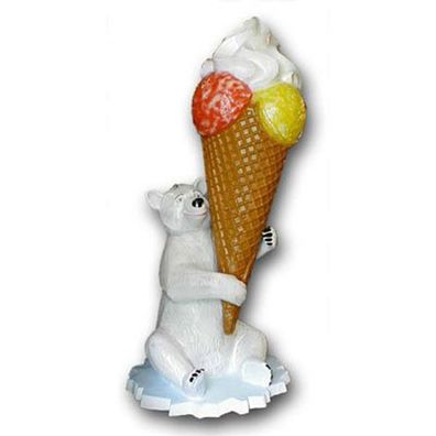 Eisbär mit Eistüte 2 tlg. verkleinert 230cm für draußen aus GFK