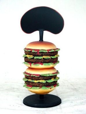Hamburger mit Display 0 vergrößert 85cm für draußen aus Polyresin