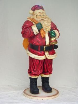 Weihnachtsmann mit Glöckchen lebensgroß 190cm für draußen aus GFK
