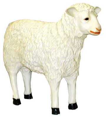 Schaf stehend groß lebensgroß 60cm für draußen aus Polyresin