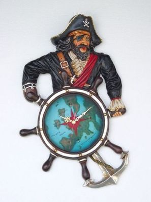 Piratenuhr verkleinert 60cm für innen aus Polyresin