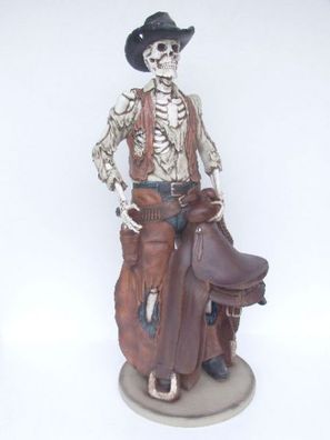 Cowboyskelett mit Sattel lebensgroß 180cm für draußen aus GFK