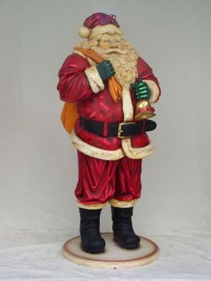 Weihnachtsmann mit Glöckchen klein verkleinert 130cm für draußen aus GFK