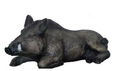 Wildschwein liegend lebensgroß 45cm für draußen aus Polyresin