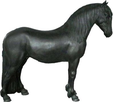 Pferd Friese mit Bodenbefestigung (Metalllaschen) lebensgroß 215cm für draußen aus GF