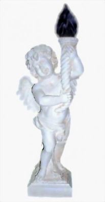 Engel mit Fackel verkleinert 77cm für draußen aus Polyresin