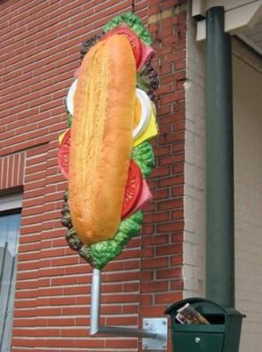 Sandwich mit Wandbefestigung übergroß XXL 190cm für innen aus GFK