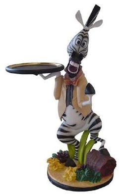 Zebra als Butler mit Tablett verkleinert 93cm für draußen aus Polyresin
