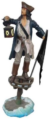 Pirat mit Flagge und Laterne verkleinert 141cm für draußen aus Polyresin