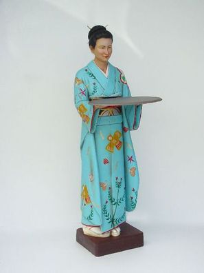 Japanische Geisha mit Tablett lebensgroß 165cm für draußen aus GFK