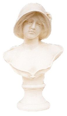 Frauenbüste mit Hut lebensgroß 40cm für draußen aus Polyresin