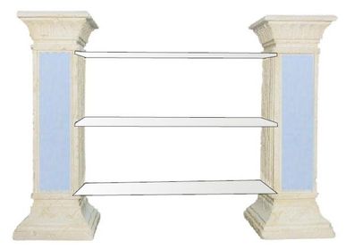 2 Säulen Regal mit Glasscheiben lebensgroß 100cm für innen aus Polyresin