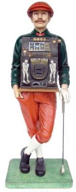 Golfer mit Spielautomat lebensgroß 185cm für innen aus Polyresin