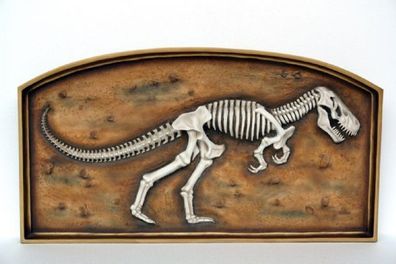 T-Rex Fossil im Rahmen verkleinert 87cm für draußen aus Polyresin