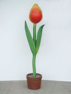 Tulpe mit rot-gelber Blüte übergroß XXL 206cm für draußen aus GFK