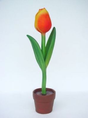 Tulpe mit rot-gelber Blüte klein vergrößert 96cm für draußen aus GFK