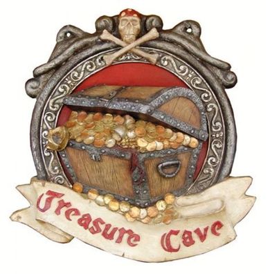 Treasure Cave Schild verkleinert 60cm für draußen aus Polyresin
