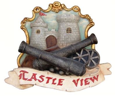 Castle View Schild verkleinert 48cm für draußen aus Polyresin
