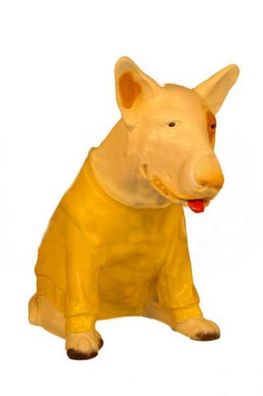 Bullterrier Kampfhund lebensgroß 38cm für draußen aus Polyresin