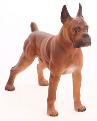 Boxer Hund Kampfhund lebensgroß 47cm für draußen aus Polyresin