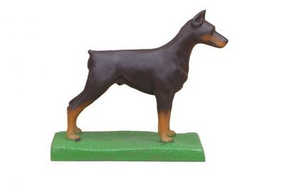 Dobermann stehend verkleinert 35cm für draußen aus Polyresin