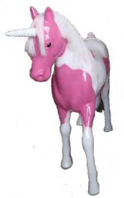Einhorn Ponny in Pink/ Weiß lebensgroß 142cm für draußen aus GFK